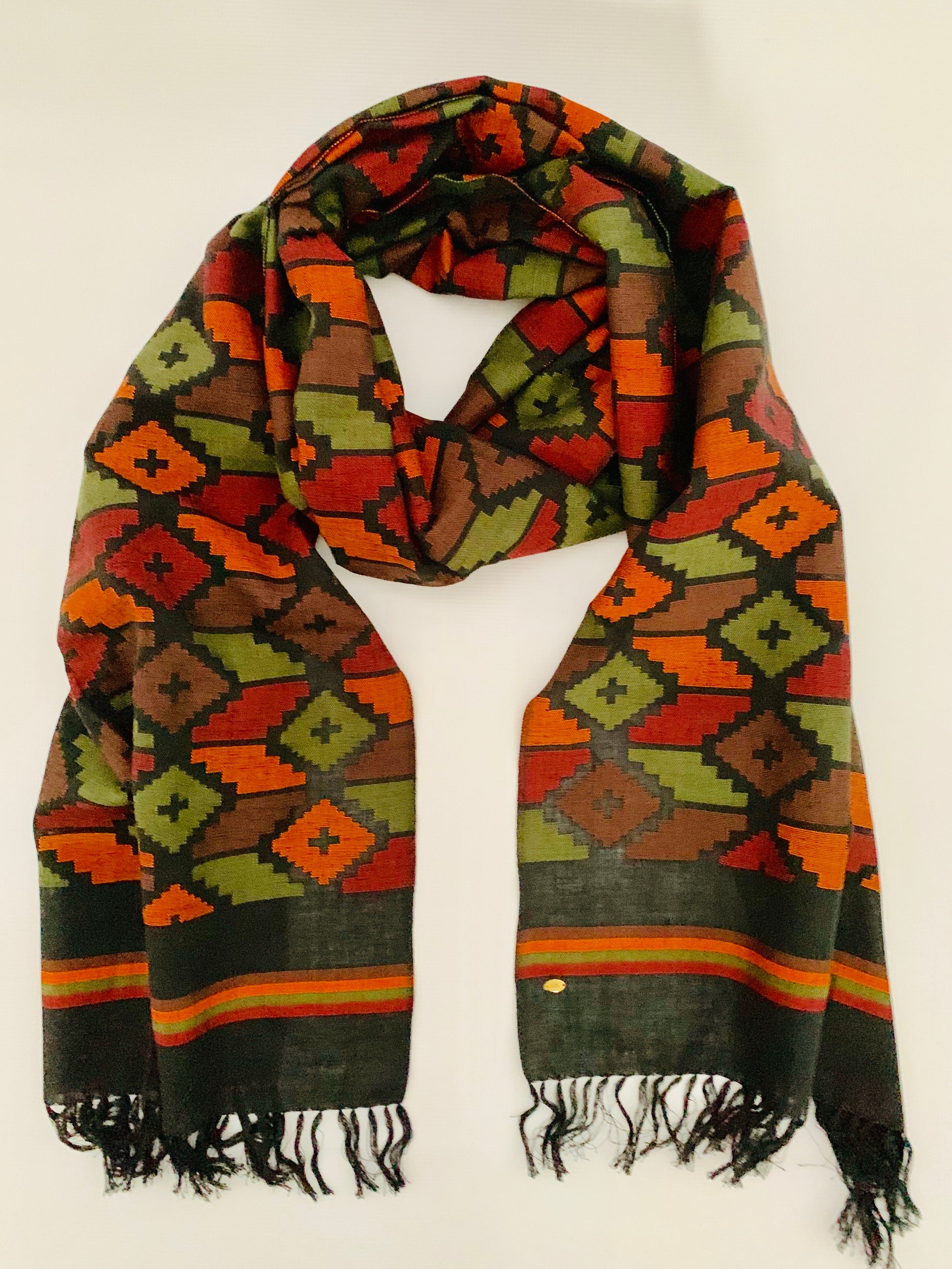 Handmade Personalised Initials Welf-Inlay Designed Cotton Scarf - Konmay London