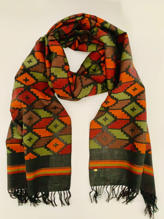 Handmade Personalised Initials Welf-Inlay Designed Cotton Scarf - Konmay London