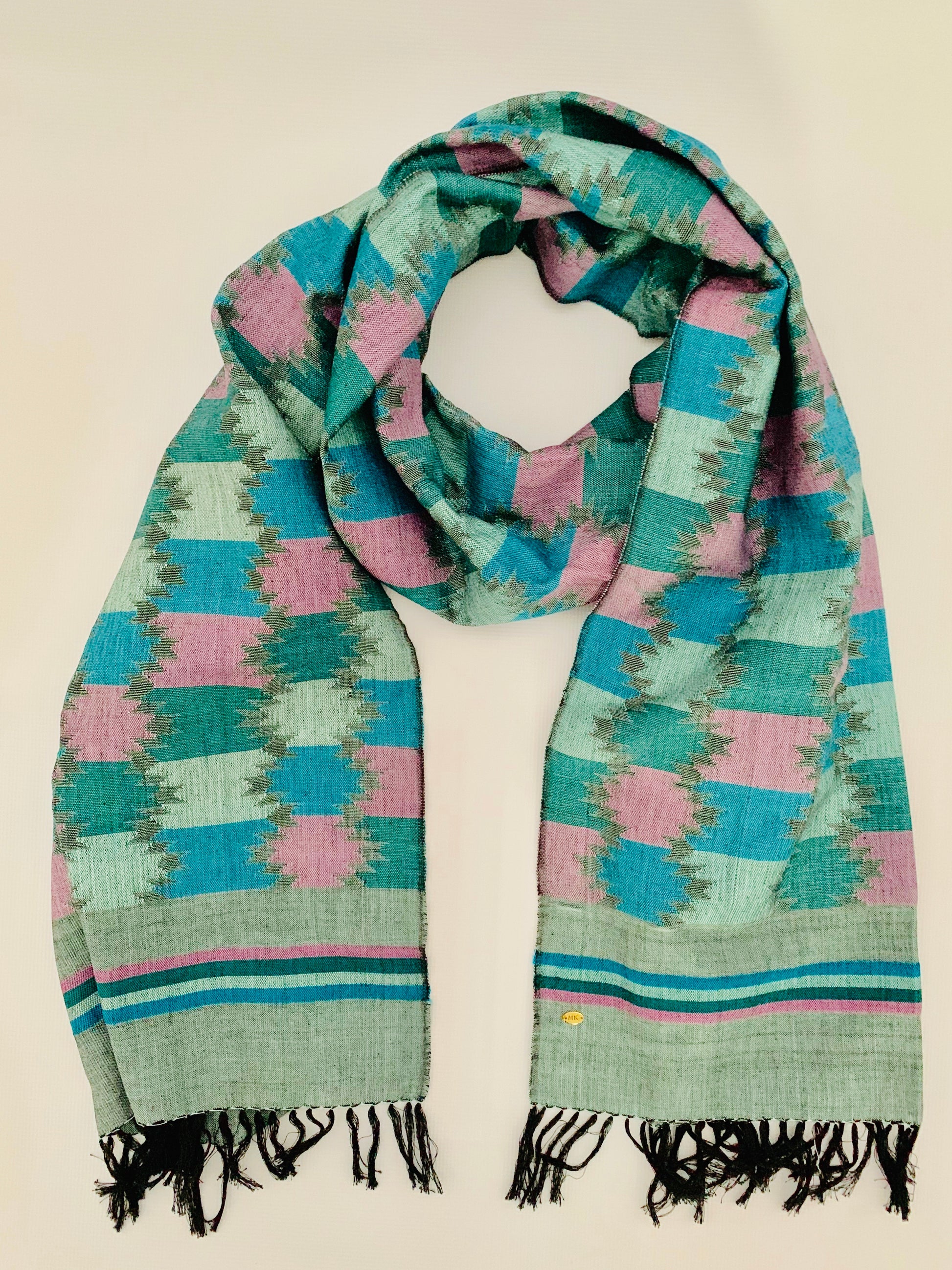 Handmade Personalised Initials Welf-Inlay Designed Cotton Scarf - Konmay London