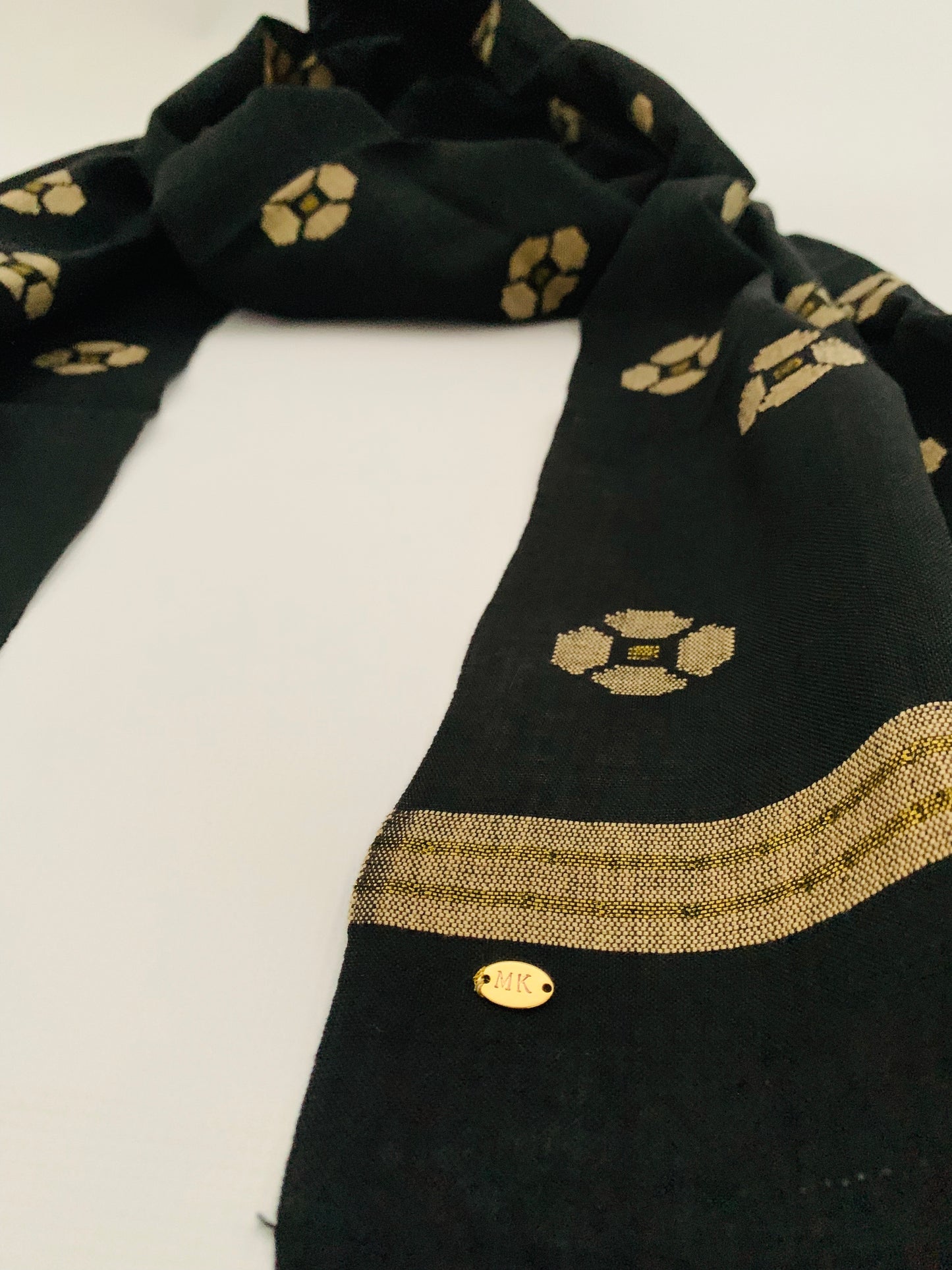 Handmade Personalised Initials Welf-Inlay Designed Cotton Scarf - Konmay London