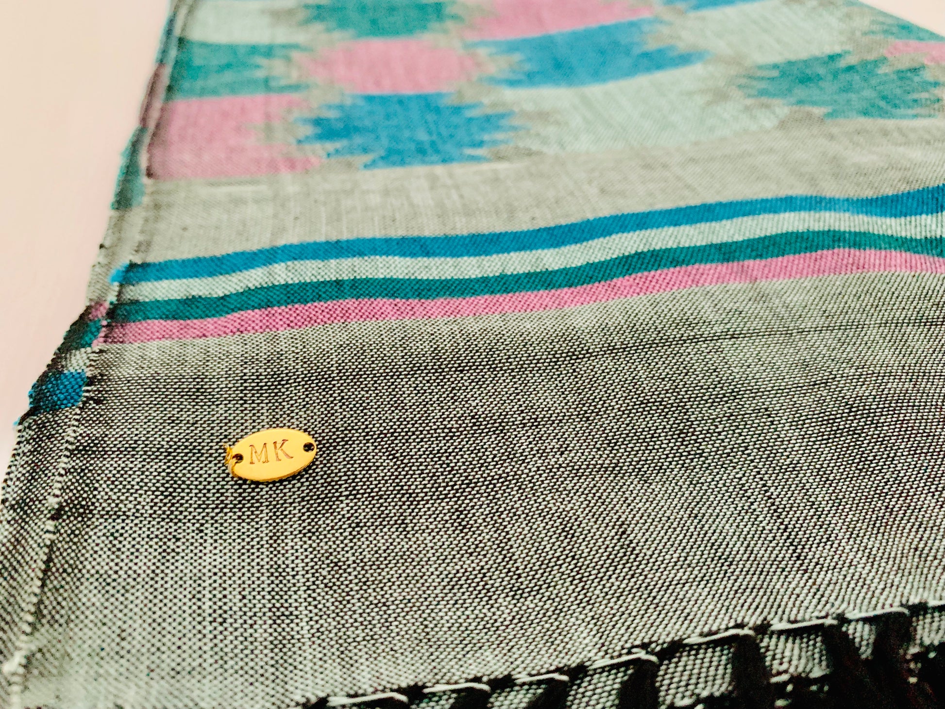 Handmade Personalised Initials Welf-Inlay Designed Cotton Scarf - Konmay London