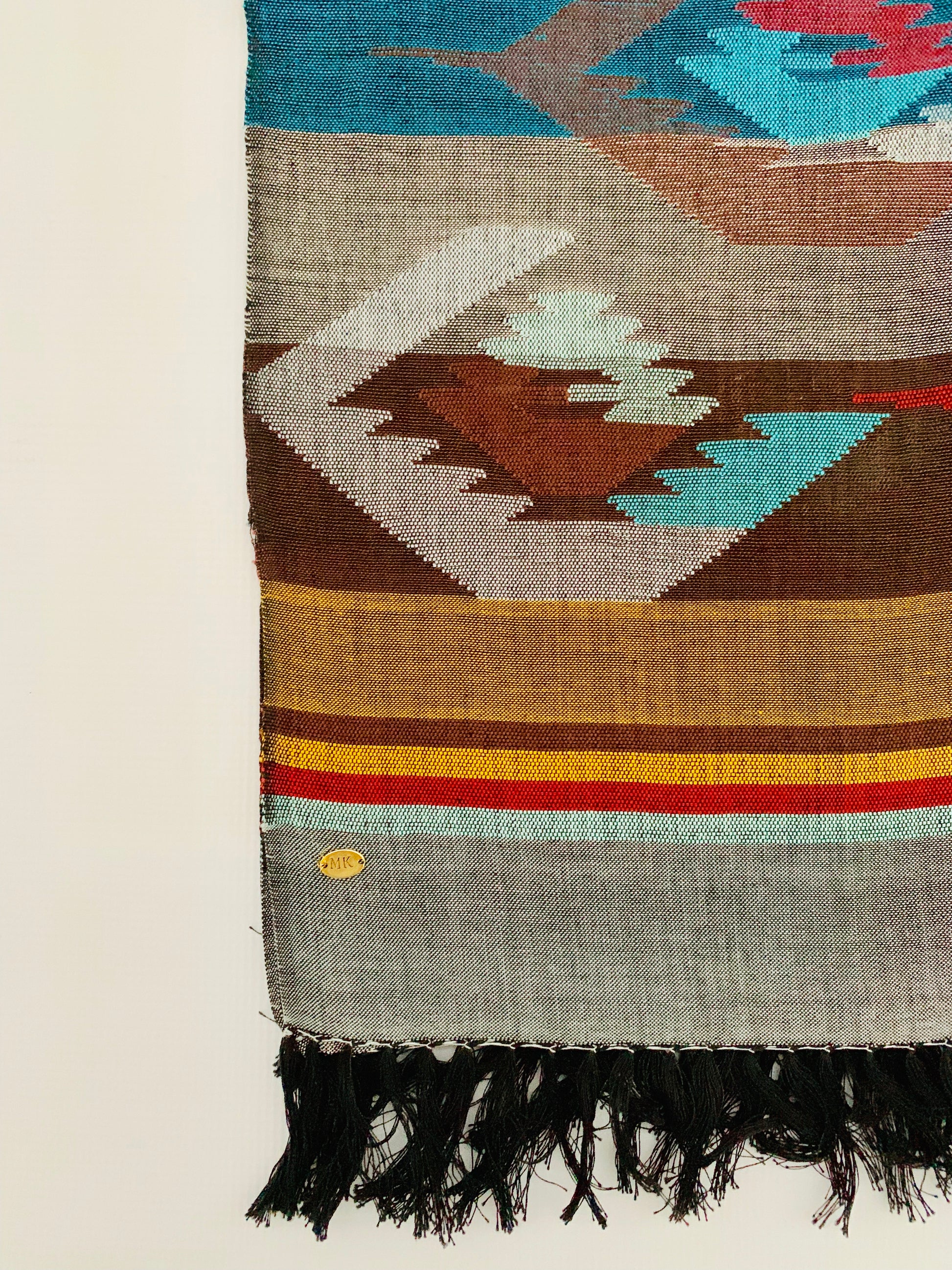 Handmade Personalised Initials Welf-Inlay Designed Cotton Scarf - Konmay London