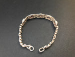 Handmade Chain Style 5 Gemstone Amethyst/Garnet Silver Bracelet - Konmay London