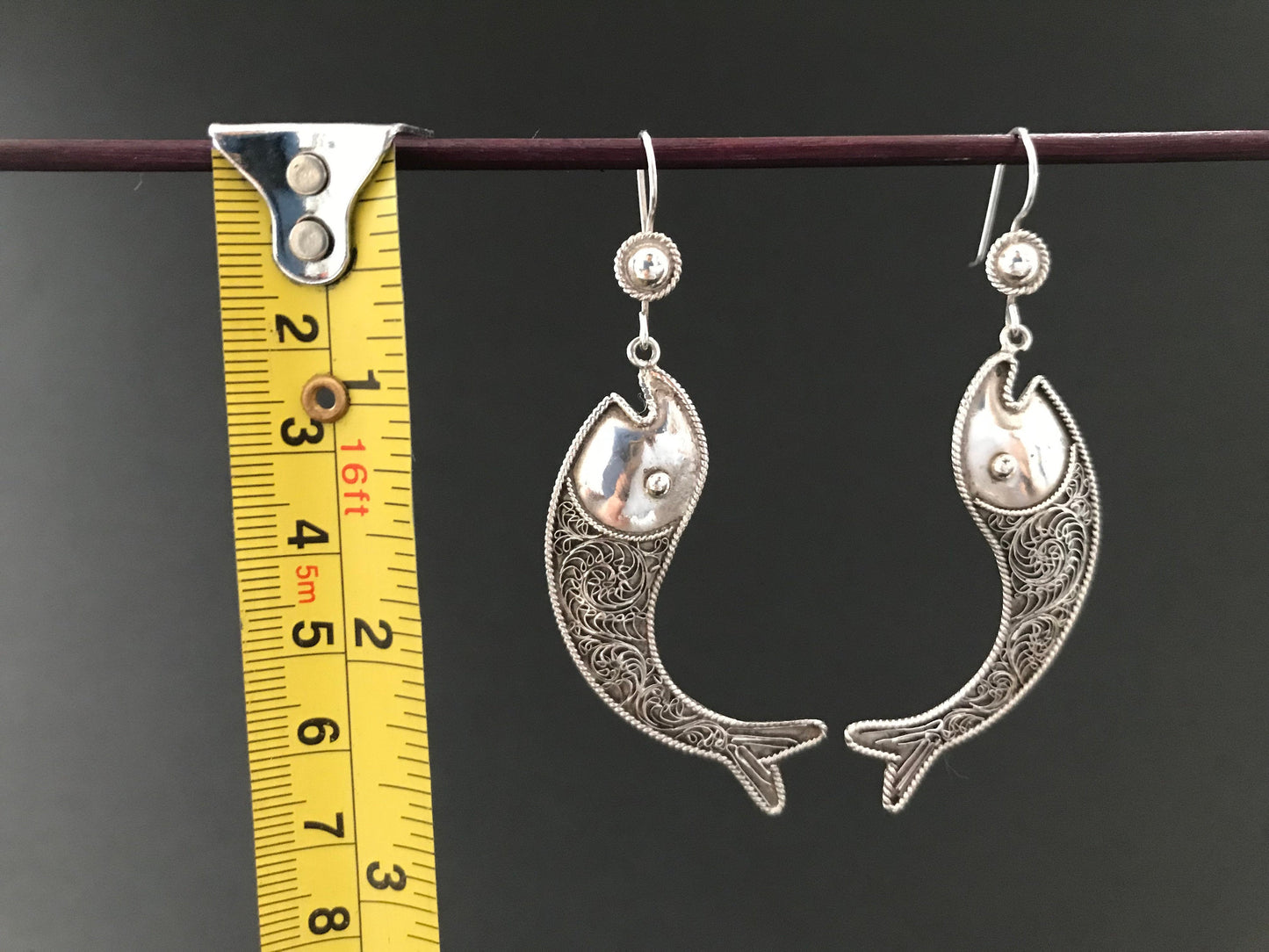 Handmade Filigree Fish Silver Earrings - Konmay London