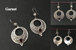 Handmade Floral Filigree Moon Citrine/Garnet/Onyx Silver Earrings - Konmay London