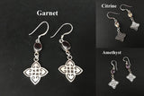 Handmade Close Net Design Amethyst Citrine Garnet Earrings - Konmay London