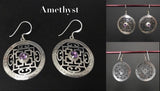 Handmade Mandala Amethyst/ Turquoise Silver Earrings - Konmay London