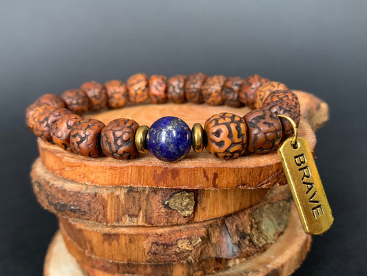 LapisLazuli Lavarock Hematite Brave Charm Mens Bracelets - Konmay London