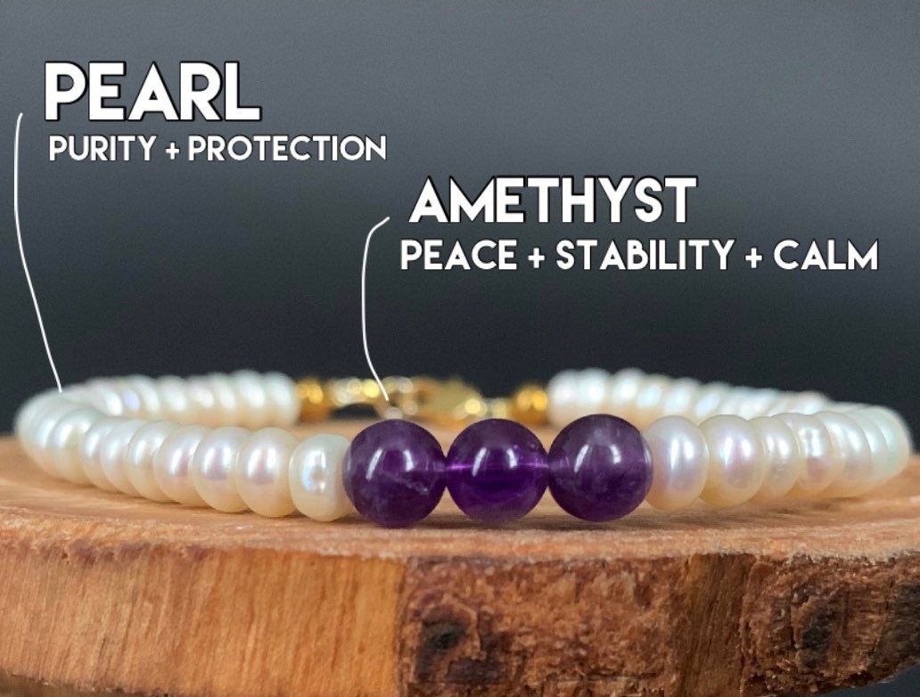 Amethyst Pearl Hematite Womens Bracelets - Konmay London