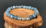 Frosted Spiderweb Agate Metal Charm Beads Mens Bracelets - Konmay London