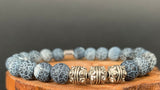 Frosted Spiderweb Agate Metal Charm Beads Mens Bracelets - Konmay London