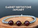 Garnet Hematite Metal Heart Charm Womens Bracelets - Konmay London