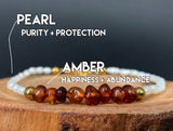 Amber Pearl Hematite Womens Bracelets - Konmay London
