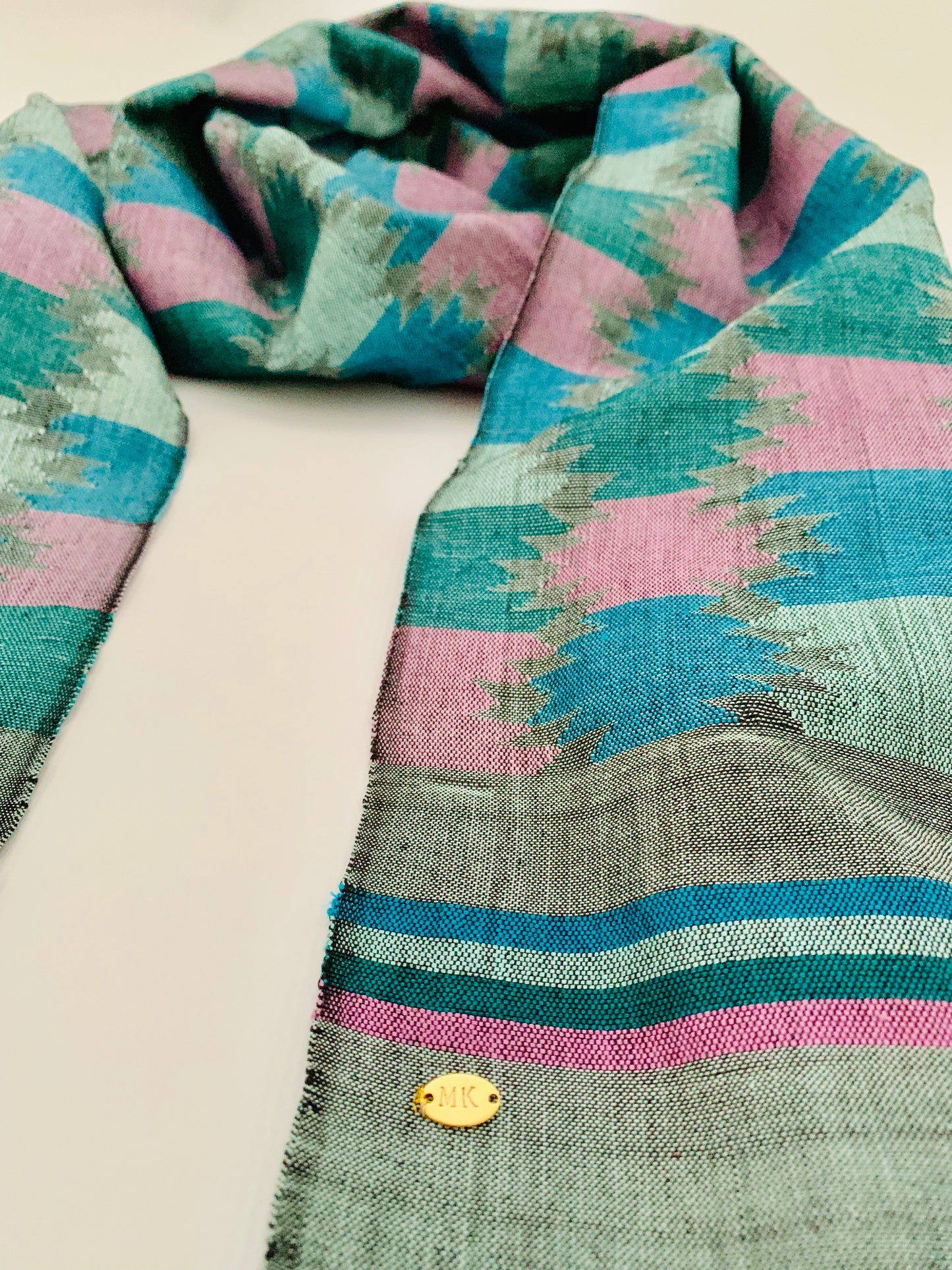 Handmade Personalised Initials Welf-Inlay Designed Cotton Scarf - Konmay London